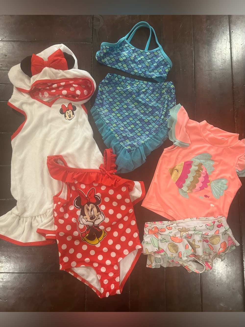 Lot of 3 Girls Swimsuits (6 pieces total)
